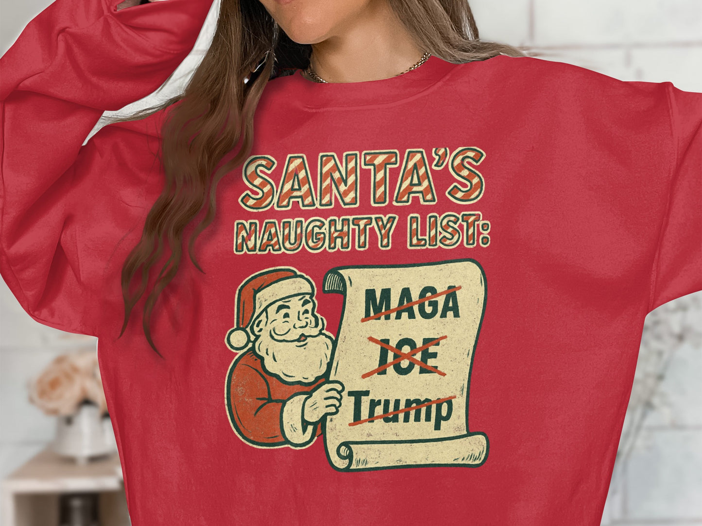 Santa's Naughty List MAGA Biden Trump Sweater