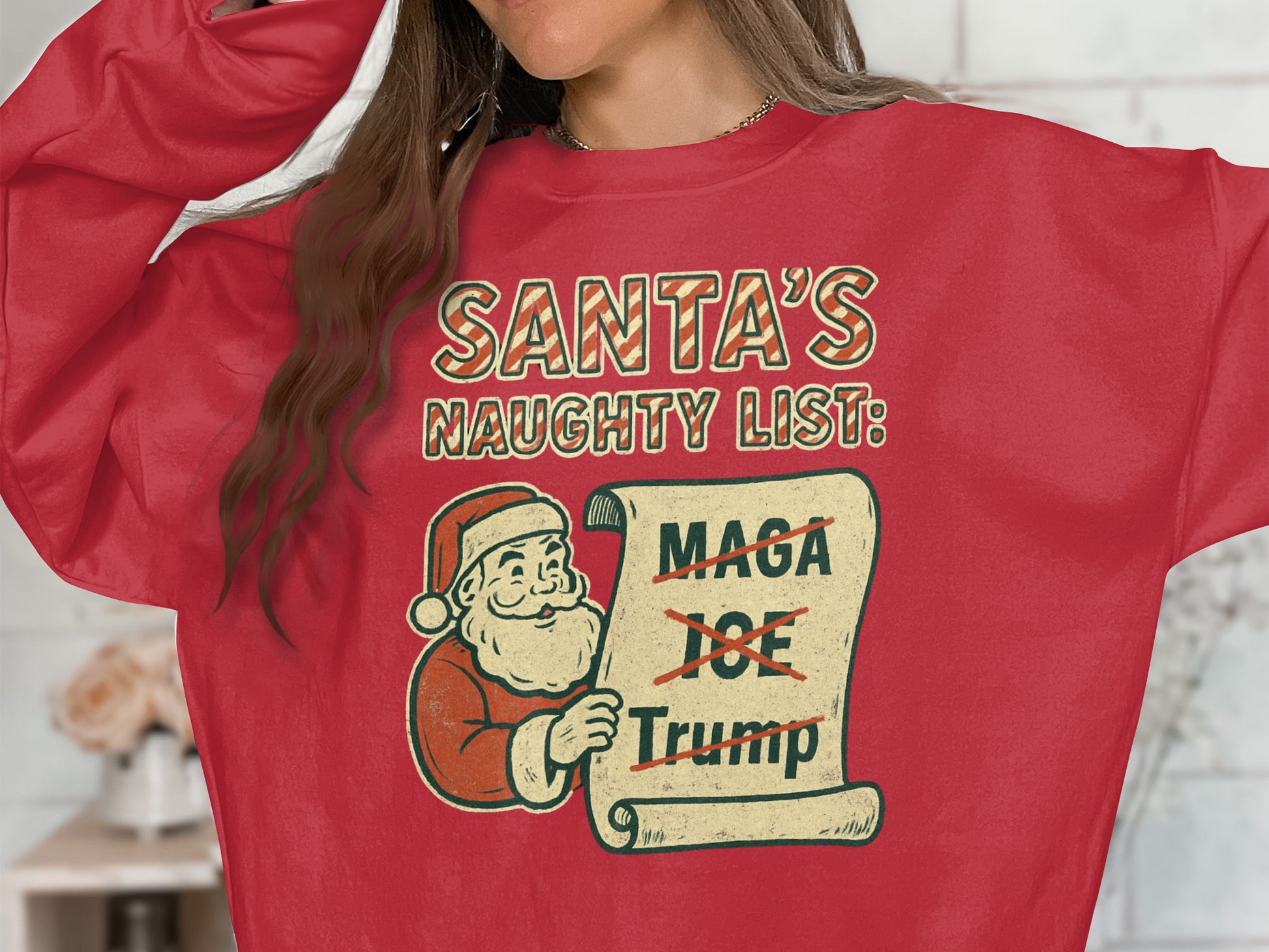 Santa's Naughty List MAGA Biden Trump Sweater