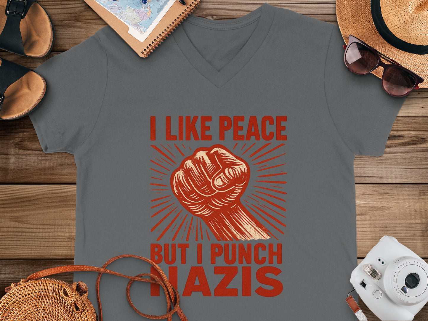 I Like Peace But I Punch Nazis Graphic Shirt