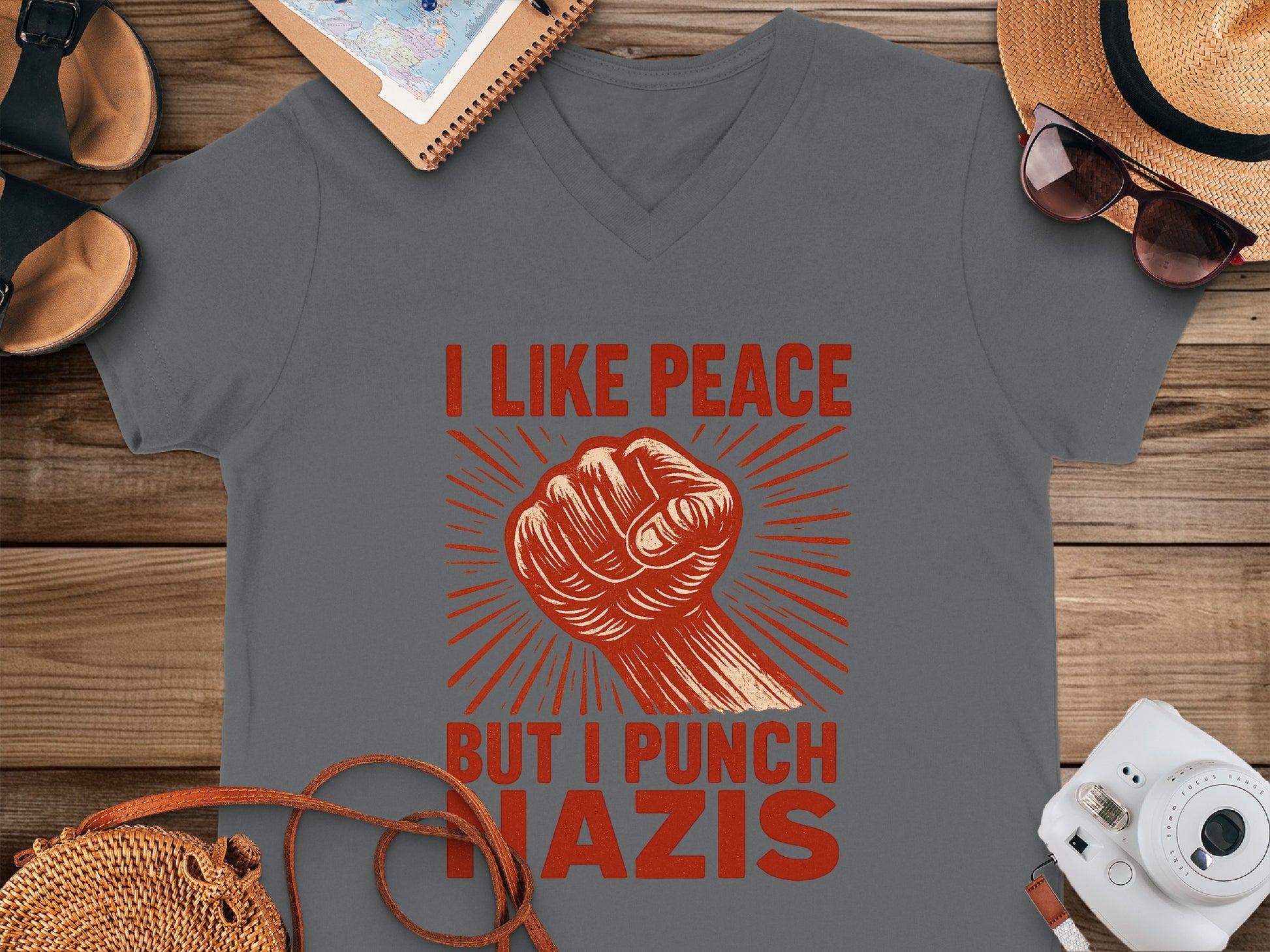 I Like Peace But I Punch Nazis Graphic Shirt