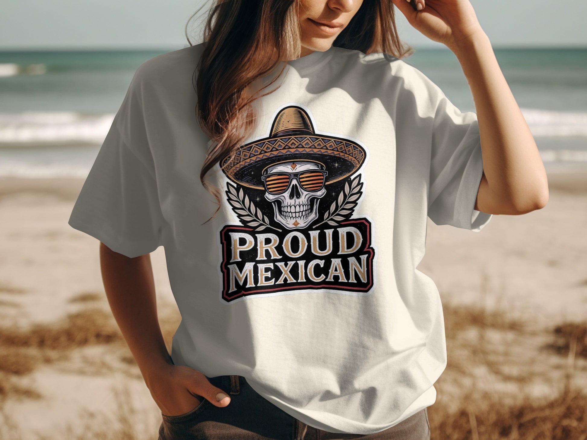 Proud Mexican Skull Sombrero Graphic T-Shirt product type