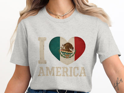 I Love America Mexican Flag Heart T-Shirt product