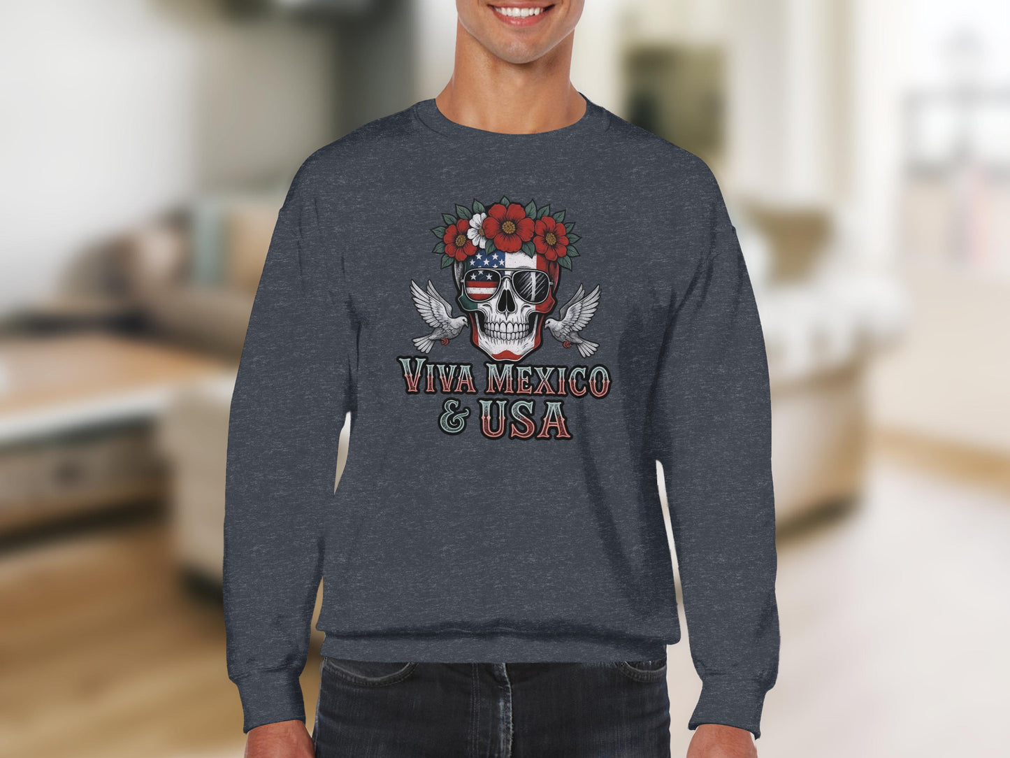 Viva Mexico USA Skull Wings Sweatshirt product