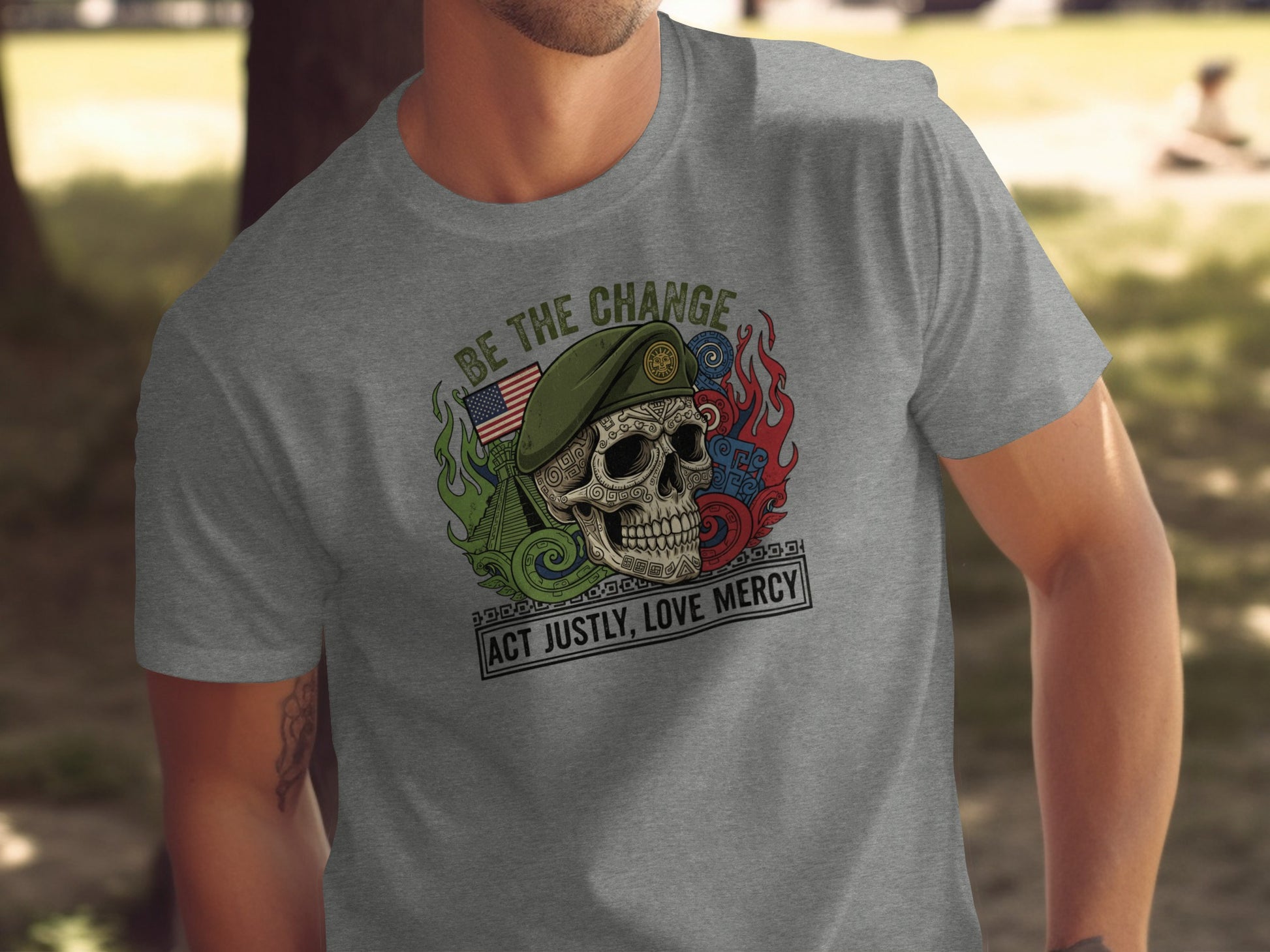 Be the Change Act Justly Love Mercy Skull T-shirt