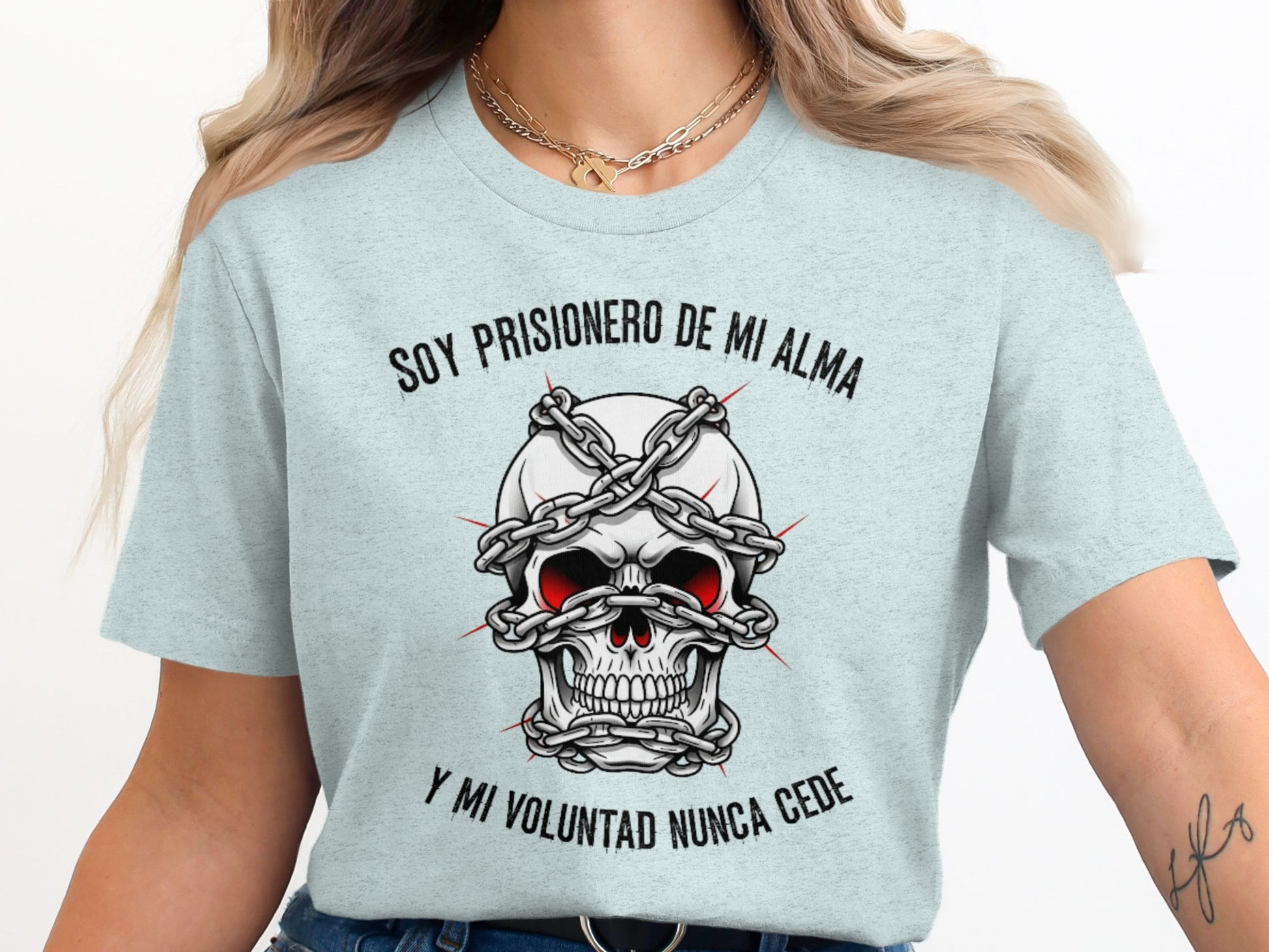 Skull with Chains and Spanish Text Shirt product
