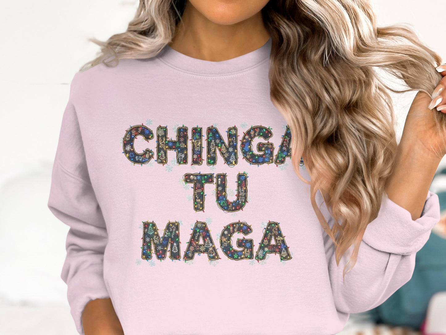 CHINGA TU MAGA White and Colorful Text Fashion Top