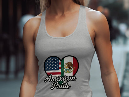 American Mexican Flag Heart Amexican Pride tank top product
