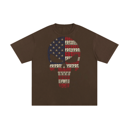 FDT Skull USA Flag Unisex Pure Cotton T-Shirt