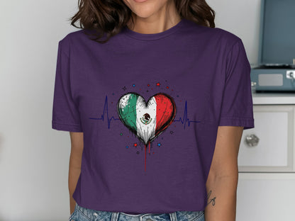 Mexican Flag Heartbeat Graphic Tee Shirt product