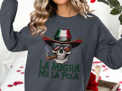 Mexican Skull with Hat Graphic Long Sleeve Shirt product