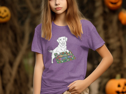 Cute Lab with Flower Bed T-shirt for Dog Lovers