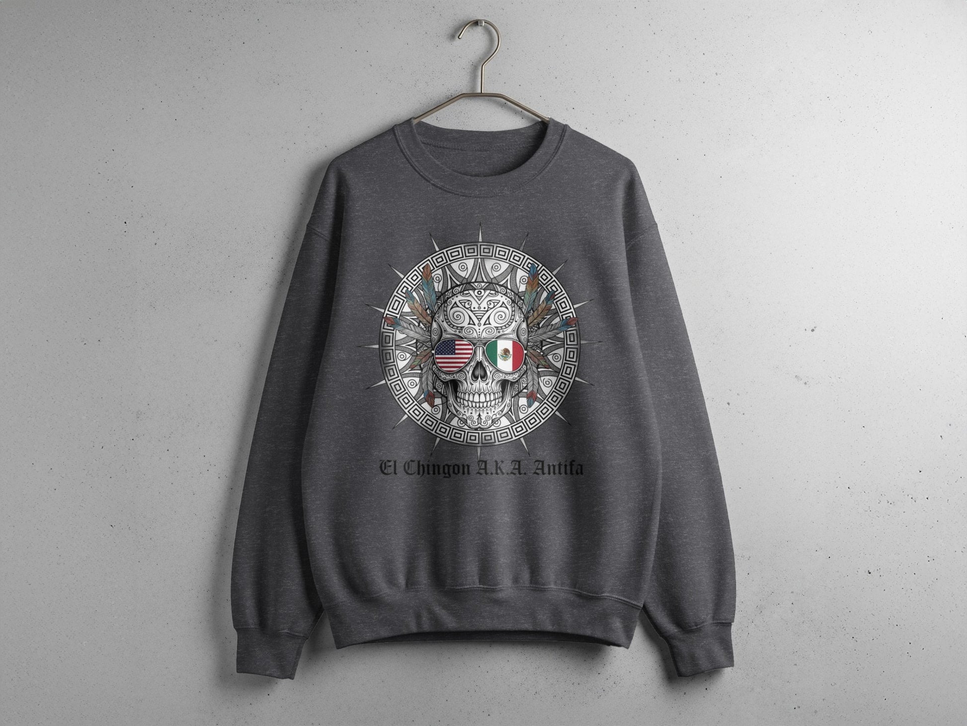 El Chingon AKA Antifa Skull Crewneck Sweater