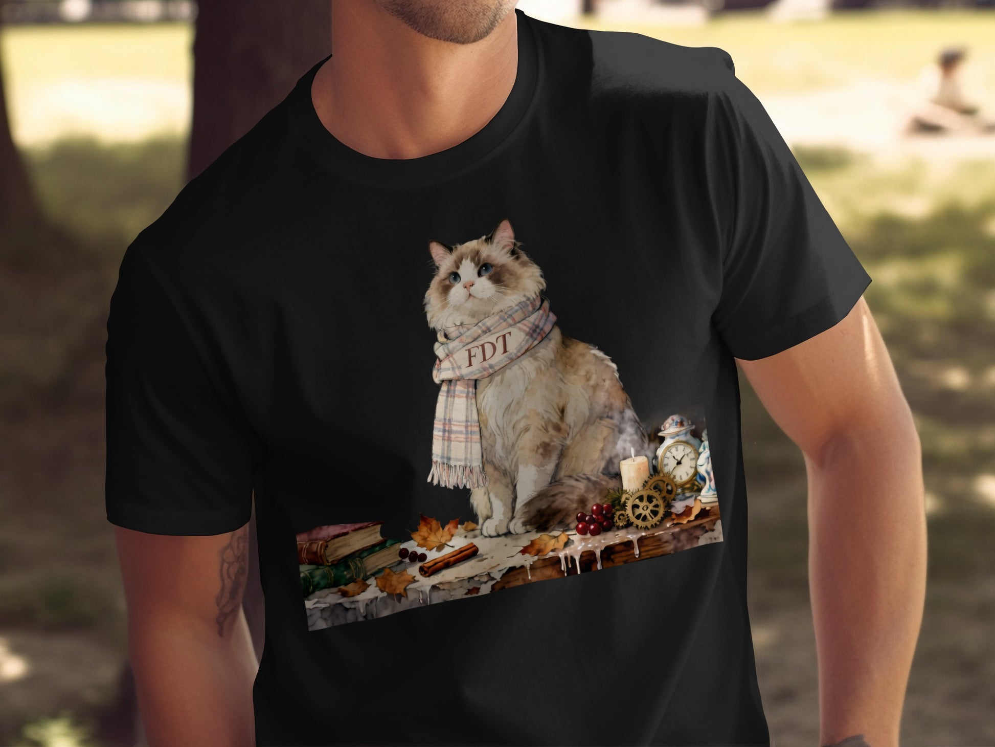 Charming Cat Art with Food and Toys T-Shirt