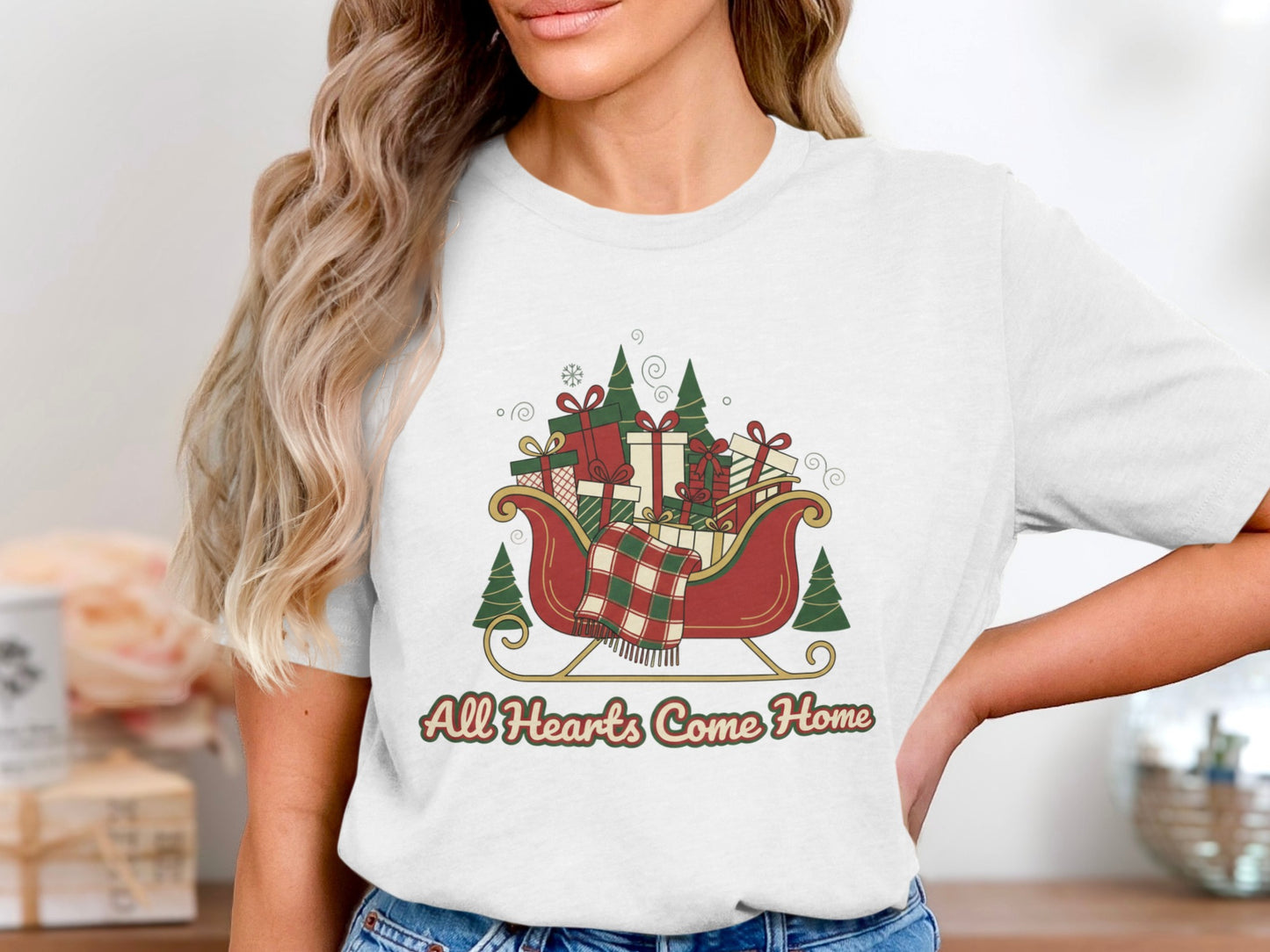 All Hearts Come Home Christmas Sled Graphic Shirt