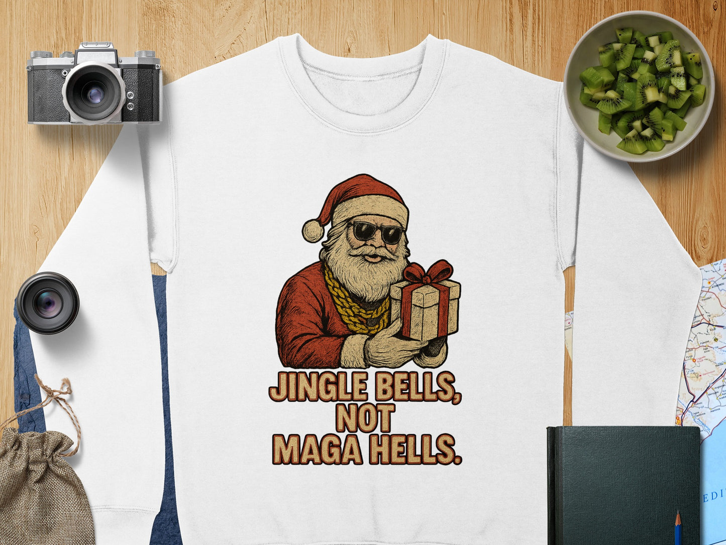 Jingle Bells Not Maga Hells Santa Sweatshirt