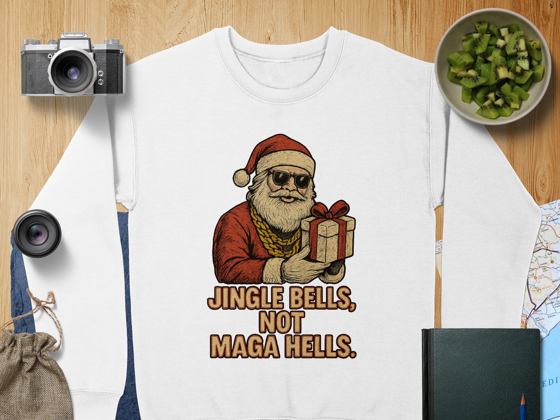 Jingle Bells Not Maga Hells Santa Sweatshirt