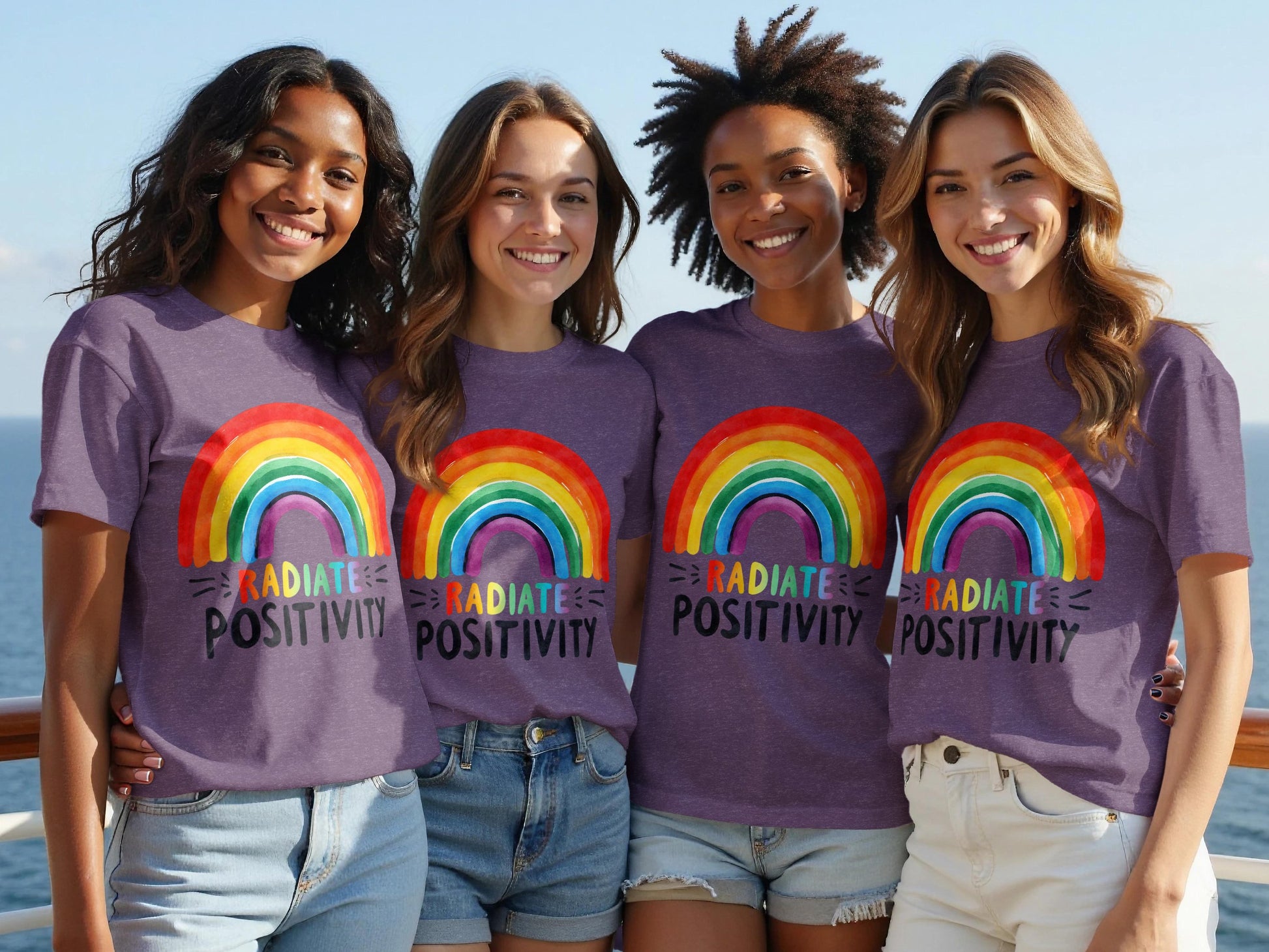 Radiate Positivity Rainbow Graphic Tee product type
