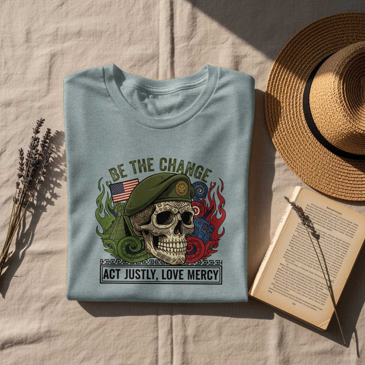 Be The Change Act Justly Love Mercy Skull Design Shirt