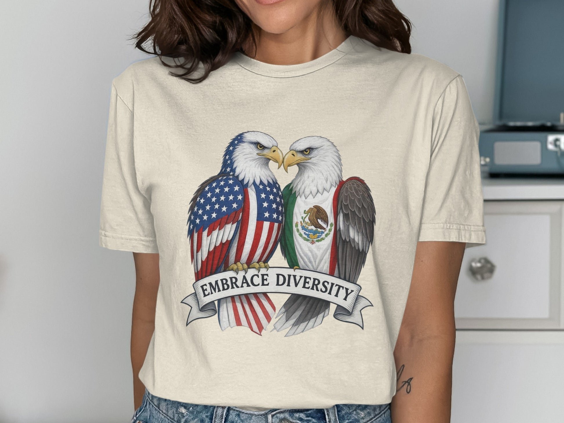 Embrace Diversity American and Mexican Eagle T-Shirt product