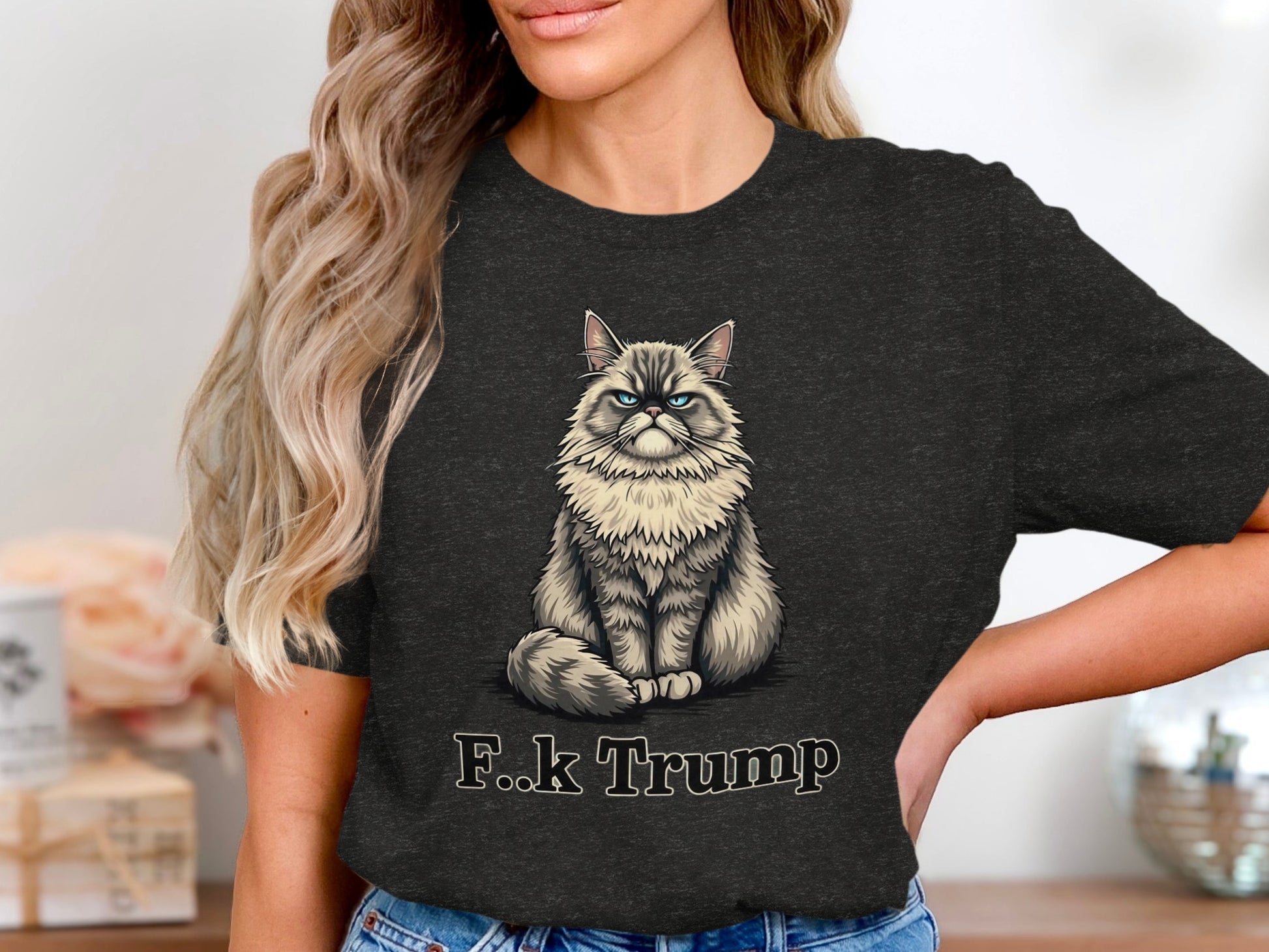 F.k Trump Cute Angry Cat Graphic Design Shirt product