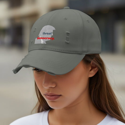 Distressed Baseball Cap with Democracy Design product type