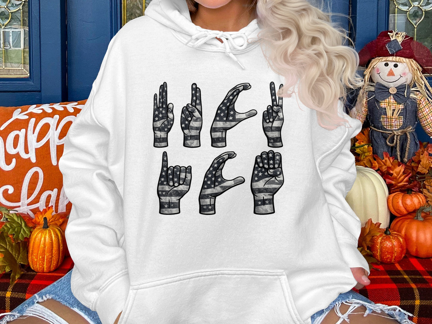 American Flag Sign Language Symbols Hoodie