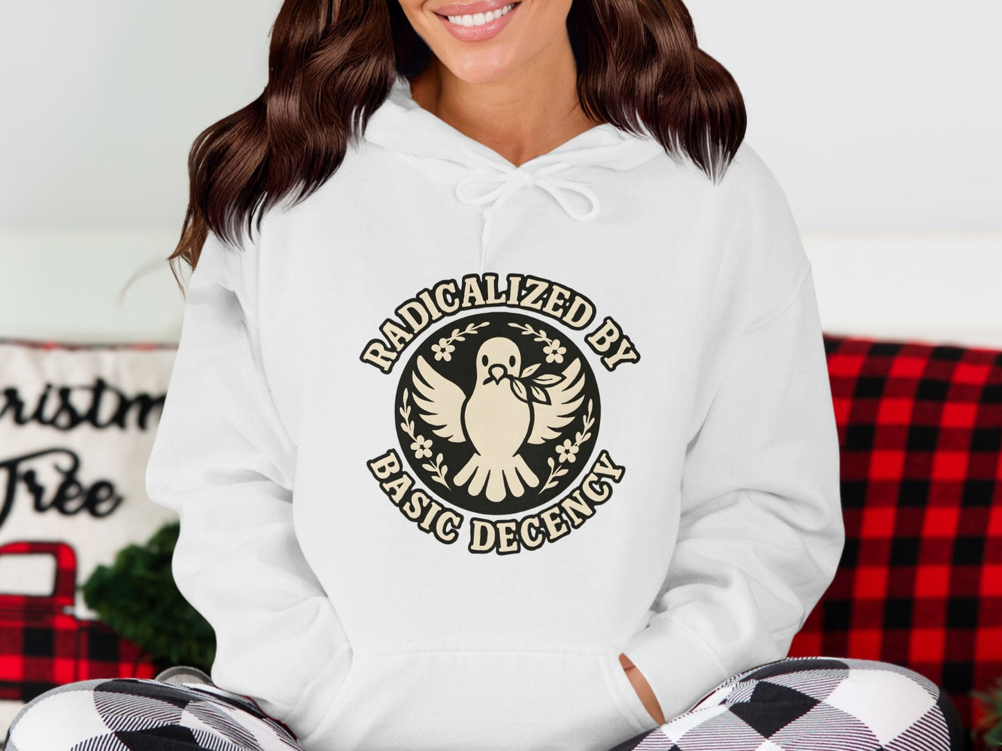 Radicalized by Basic Decency printed hoodie product