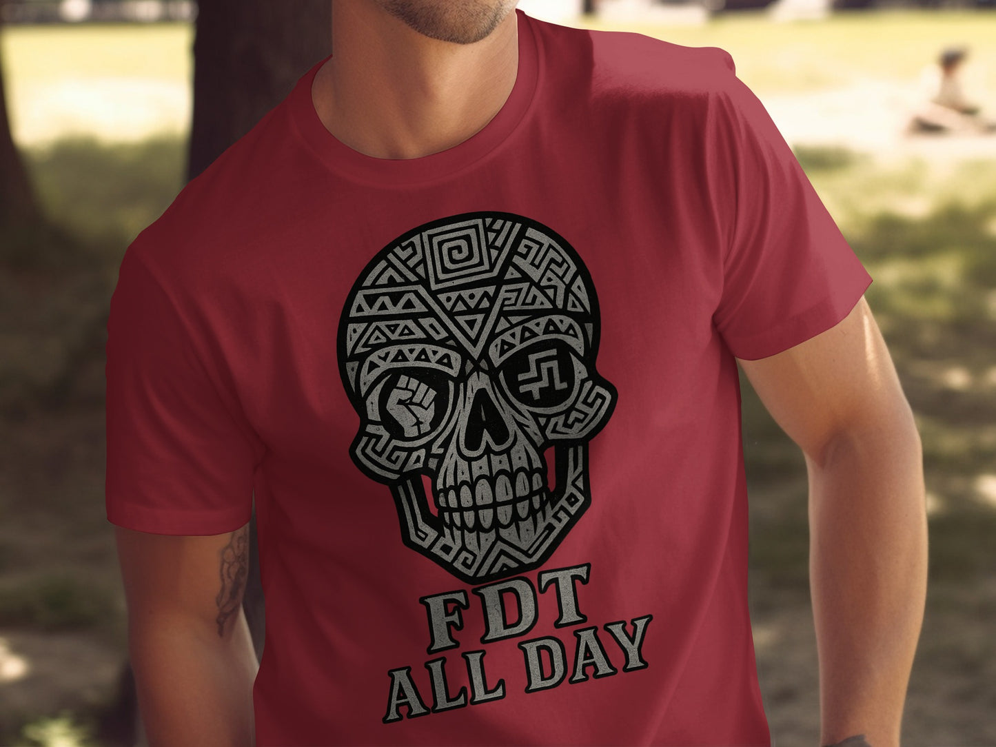 FDT All Day Skull Unique Graphic Design T-shirt