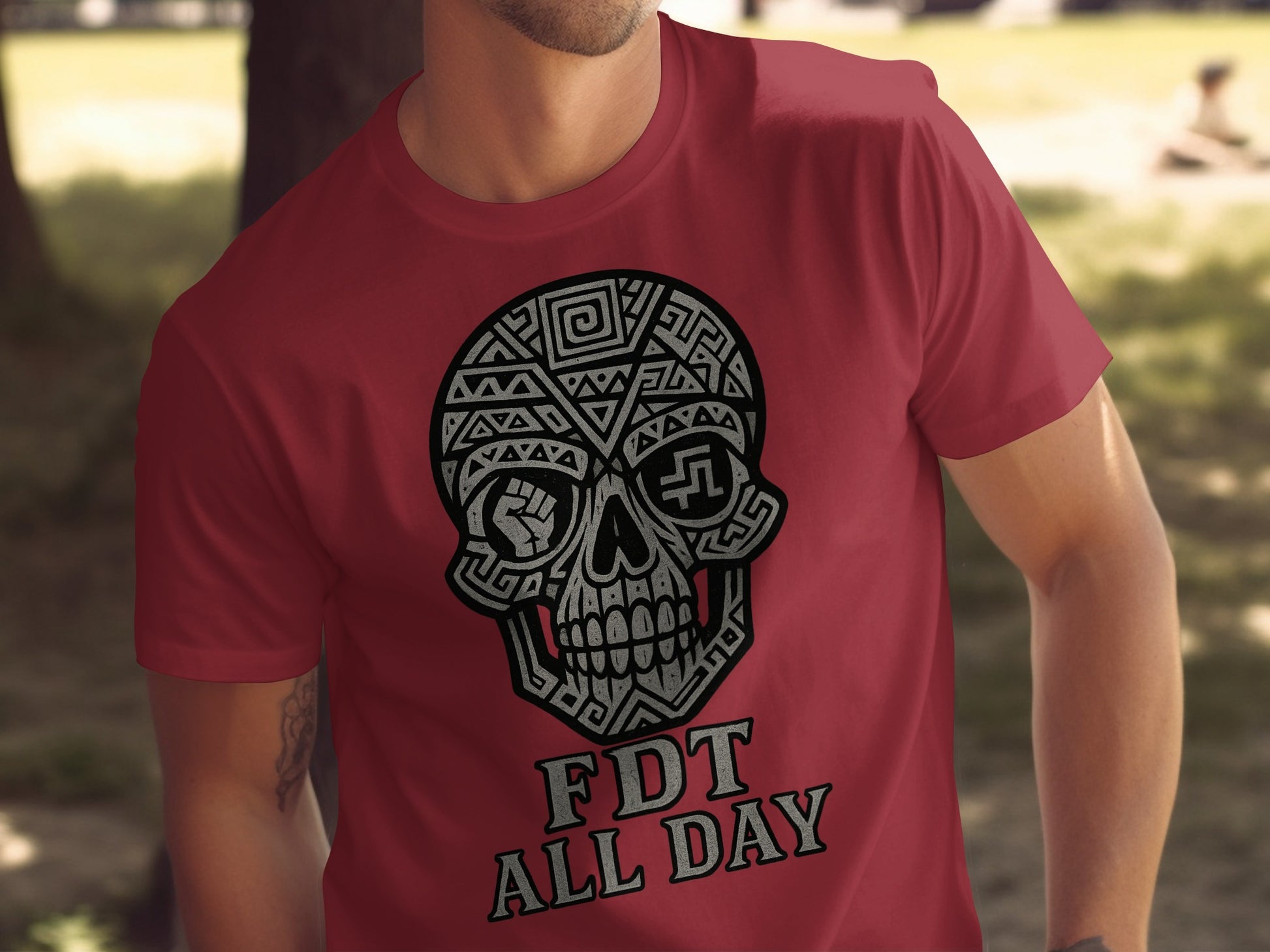 FDT All Day Skull Unique Graphic Design T-shirt