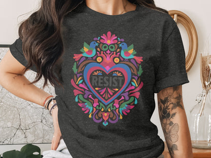 Vibrant Folk Art Resist Heart Birds Design product type