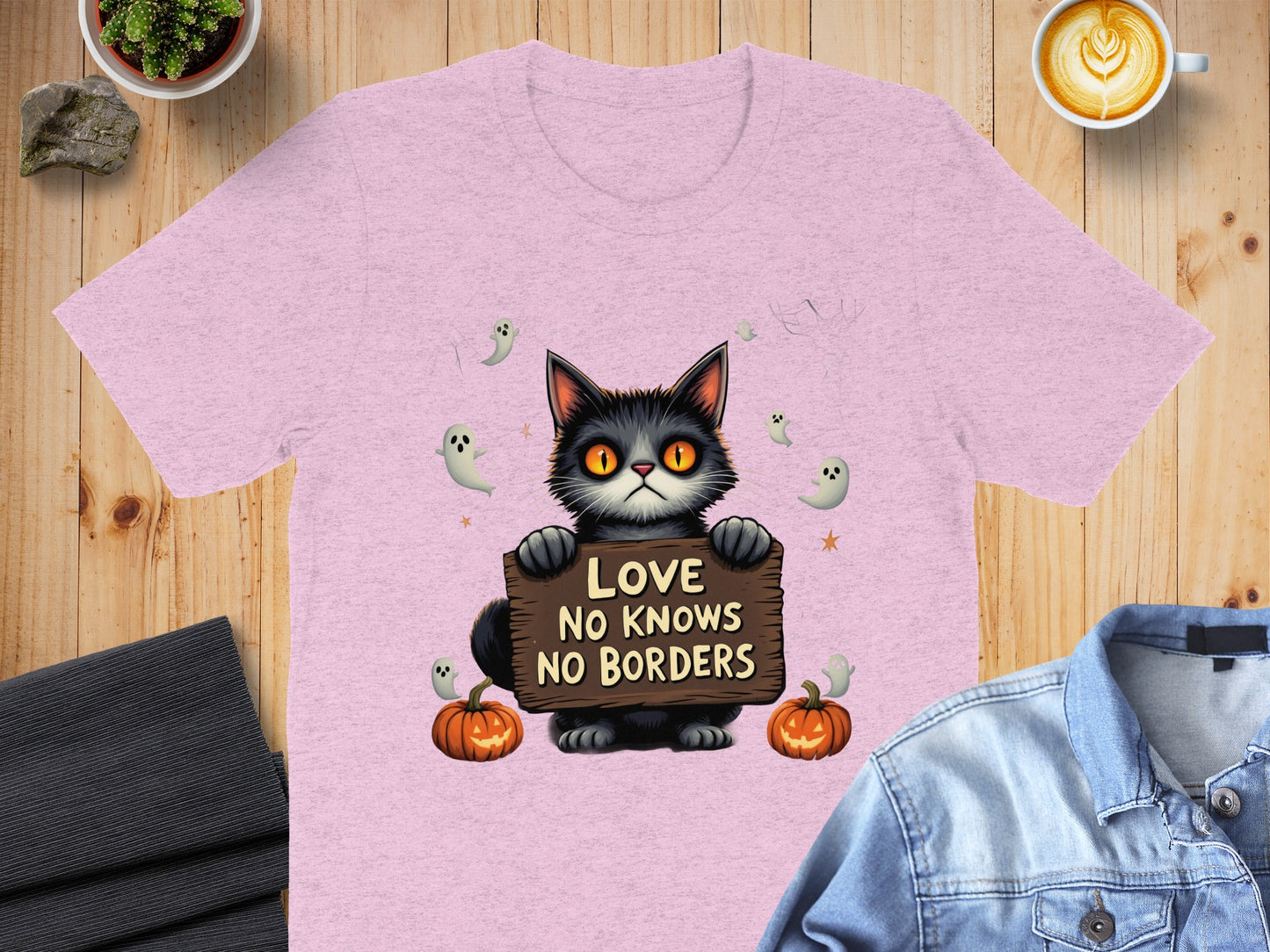 Love No Knows No Borders Cat Halloween T-Shirt product type