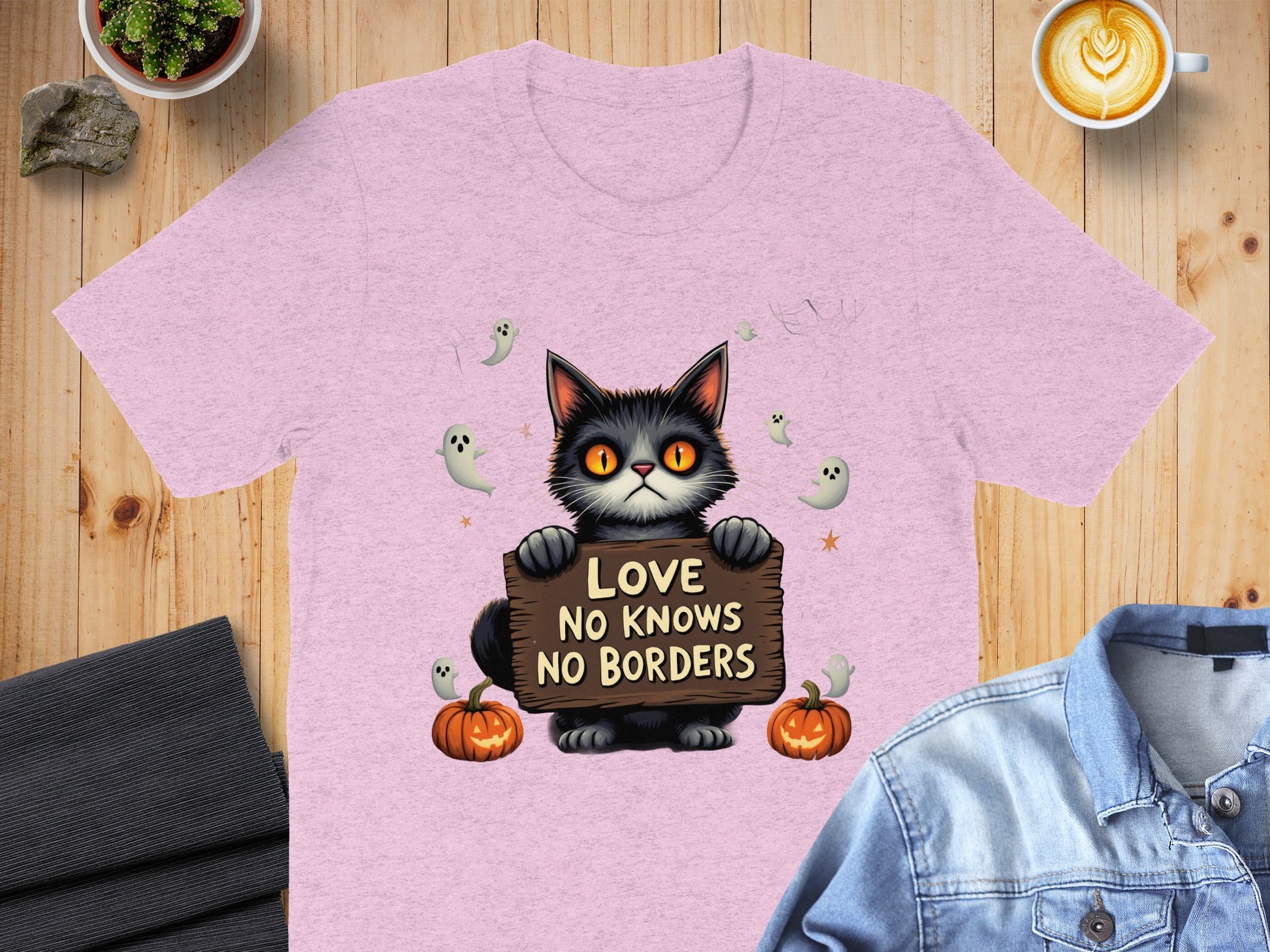 Love No Knows No Borders Cat Halloween T-Shirt product type