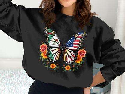 Butterfly with Flowers Print Long Sleeve Sweatshirt product type