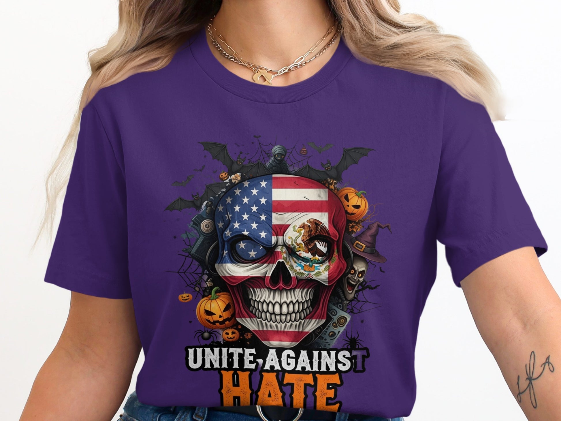 Unite Against Hate Skull Design T-shirt product type