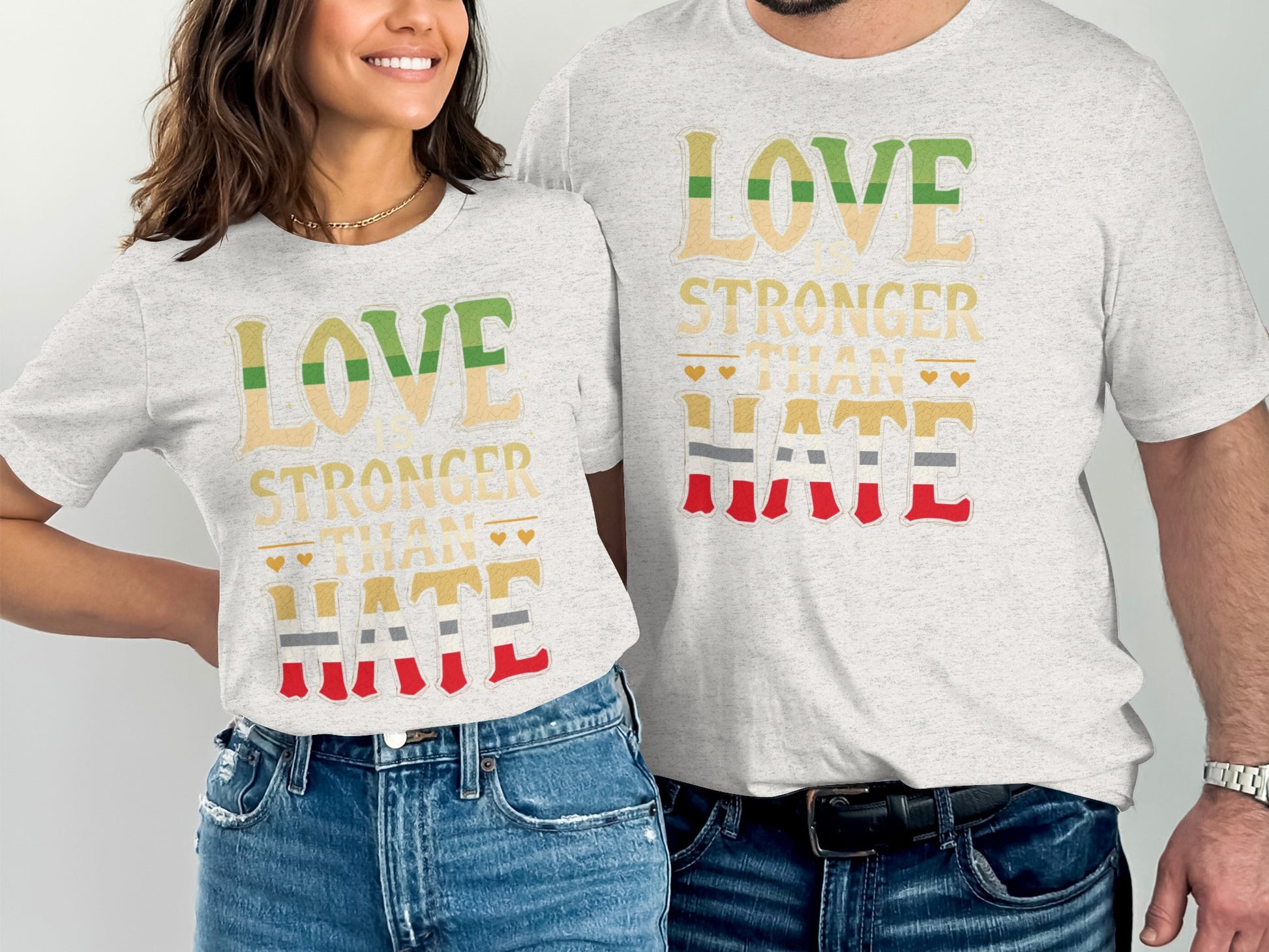Love Stronger Than Hate Message T-shirt product