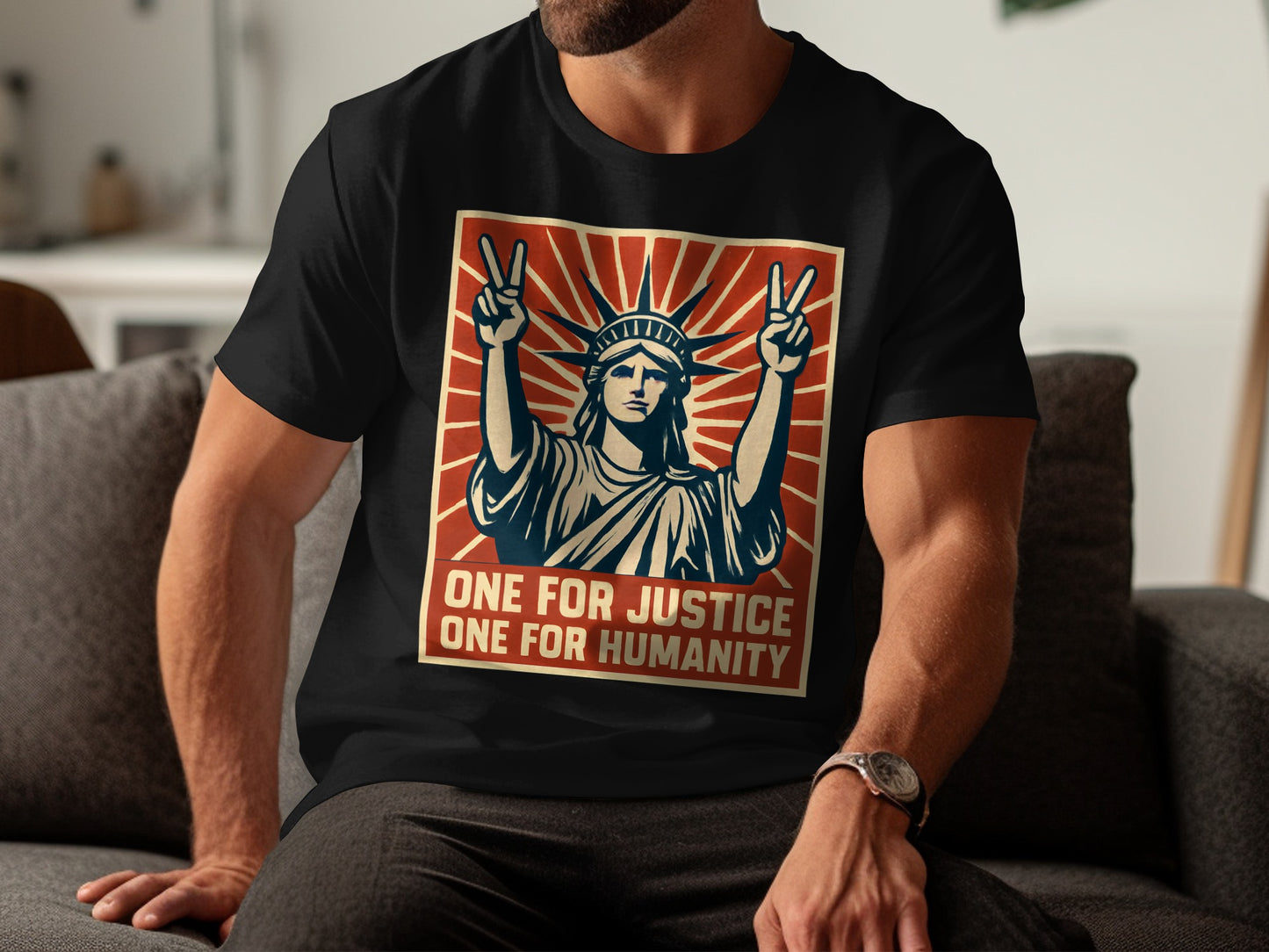 Liberty and Justice Graphic T-Shirt Unique Casual Product