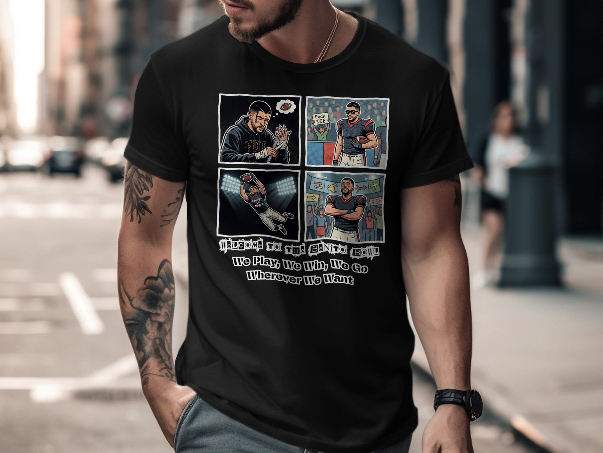 Graphic Comic Strip We Play To Win We Go Wherever We Want Shirt
