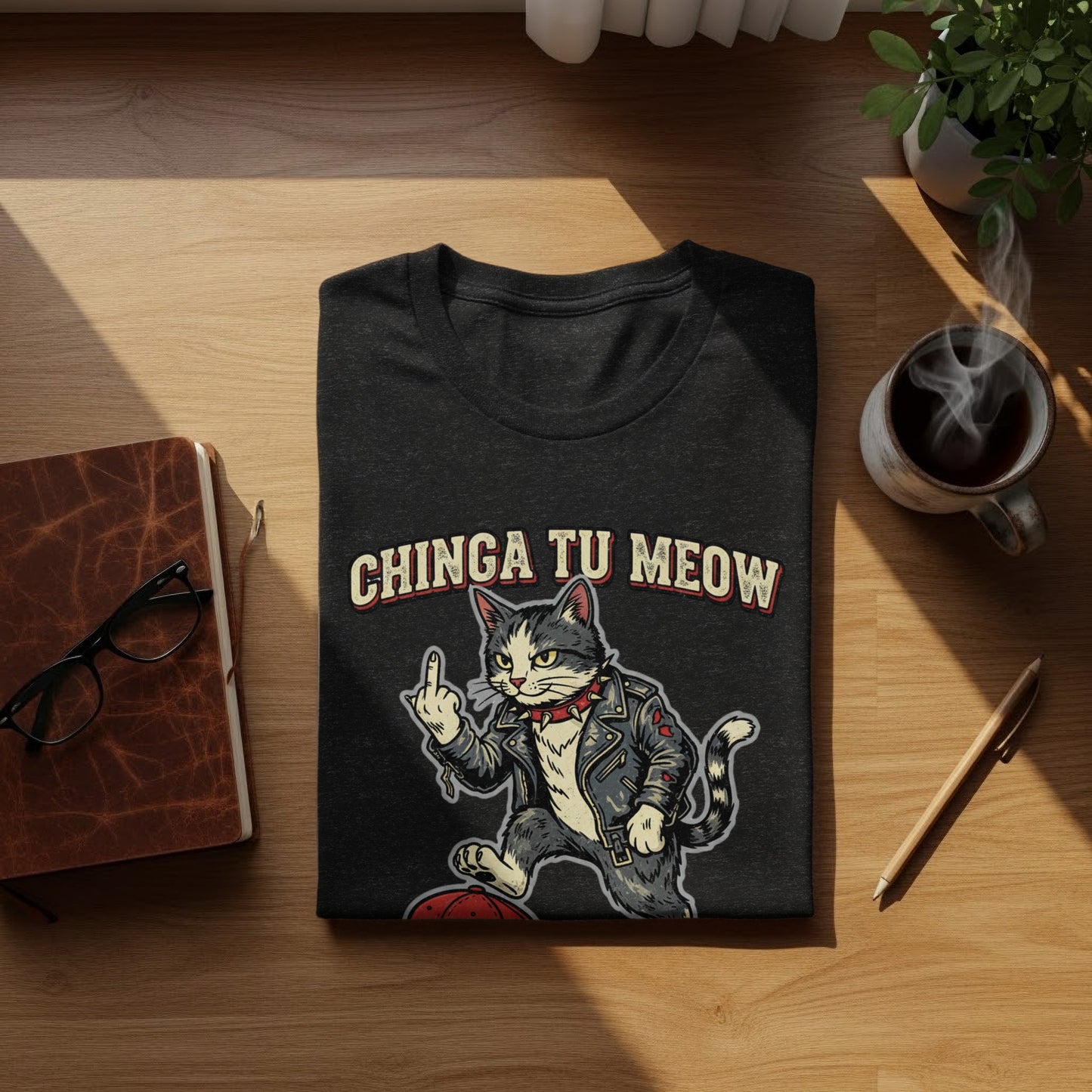 Chinga Tu Meow Cat Graphic Middle Finger T-Shirt product type