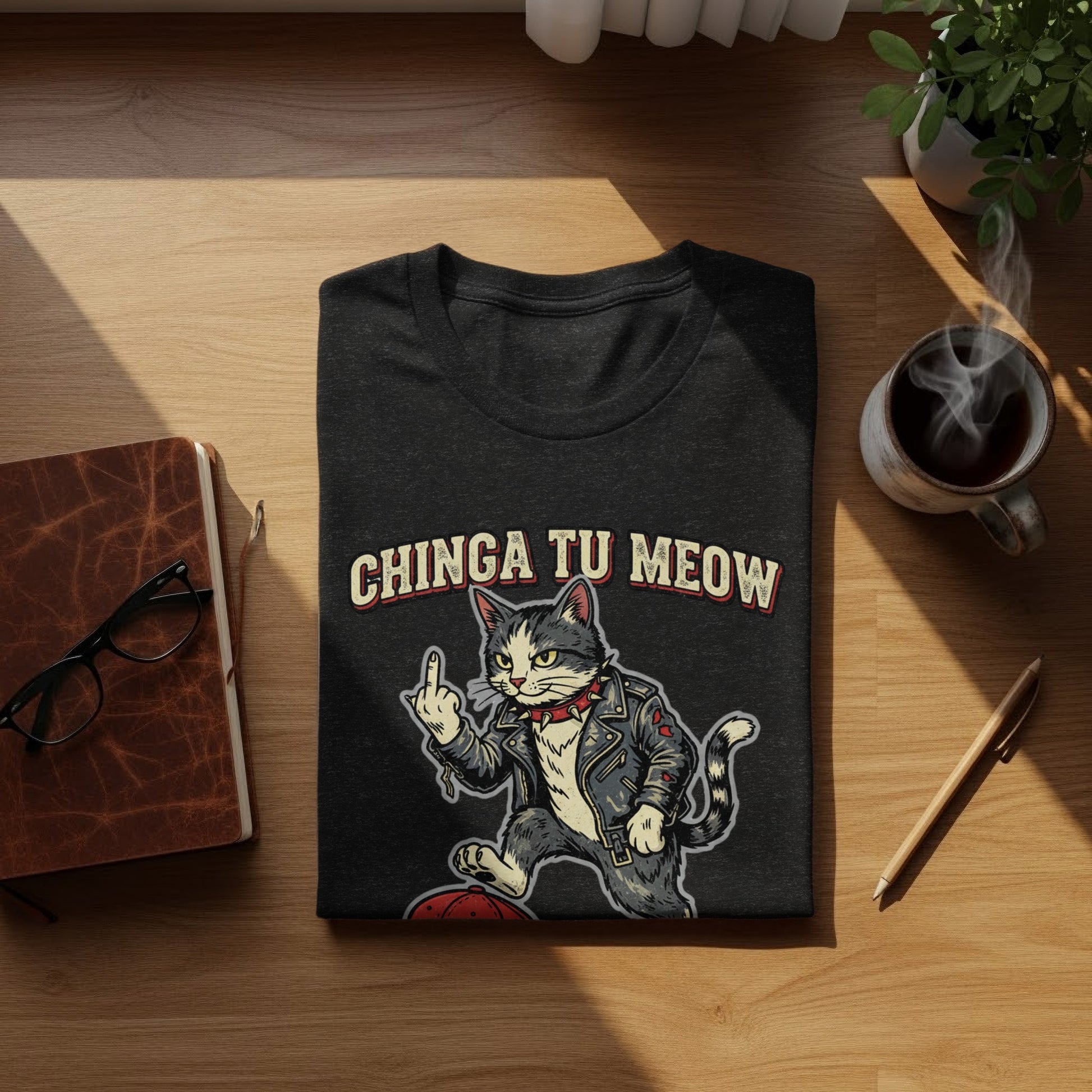 Chinga Tu Meow Cat Graphic Middle Finger T-Shirt product type
