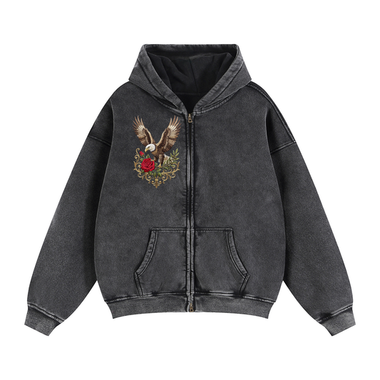 Vintage Hoodie Top Quality Chinga Tu Maga Zip-Through Boxy Fleece Hoodie