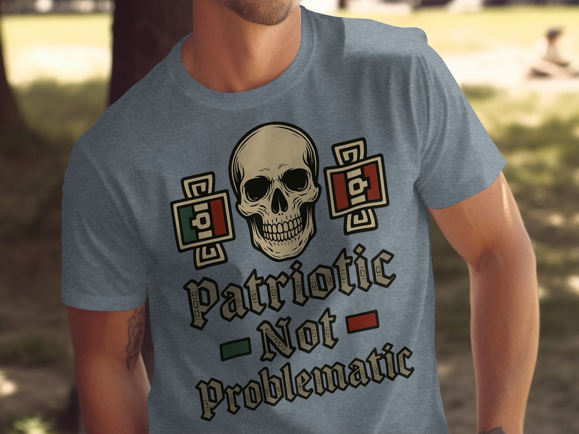 Patriotic Not Problematic Skull Graphic Tee