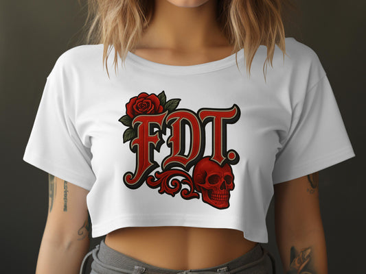 FDT Rose and Skull Design on White Shirt product type