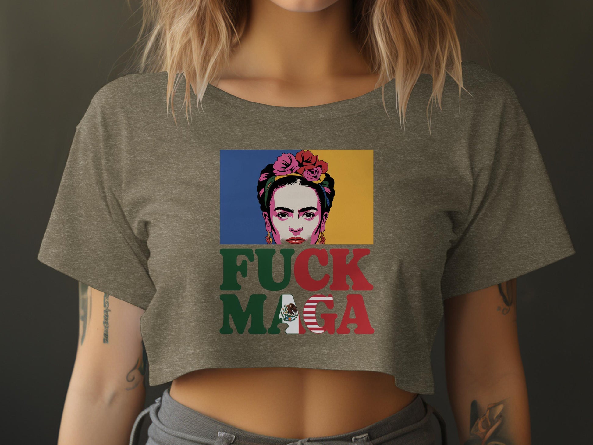 Fuck Maga Colorful Design Crop Top product