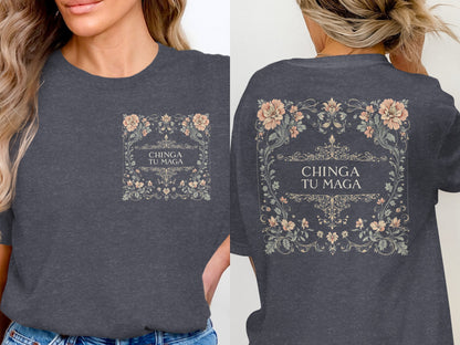 Chinga Tu Maga Floral Graphic Statement T-shirt