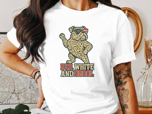 Red White and Drool Graffiti Dog Graphic T-Shirt product