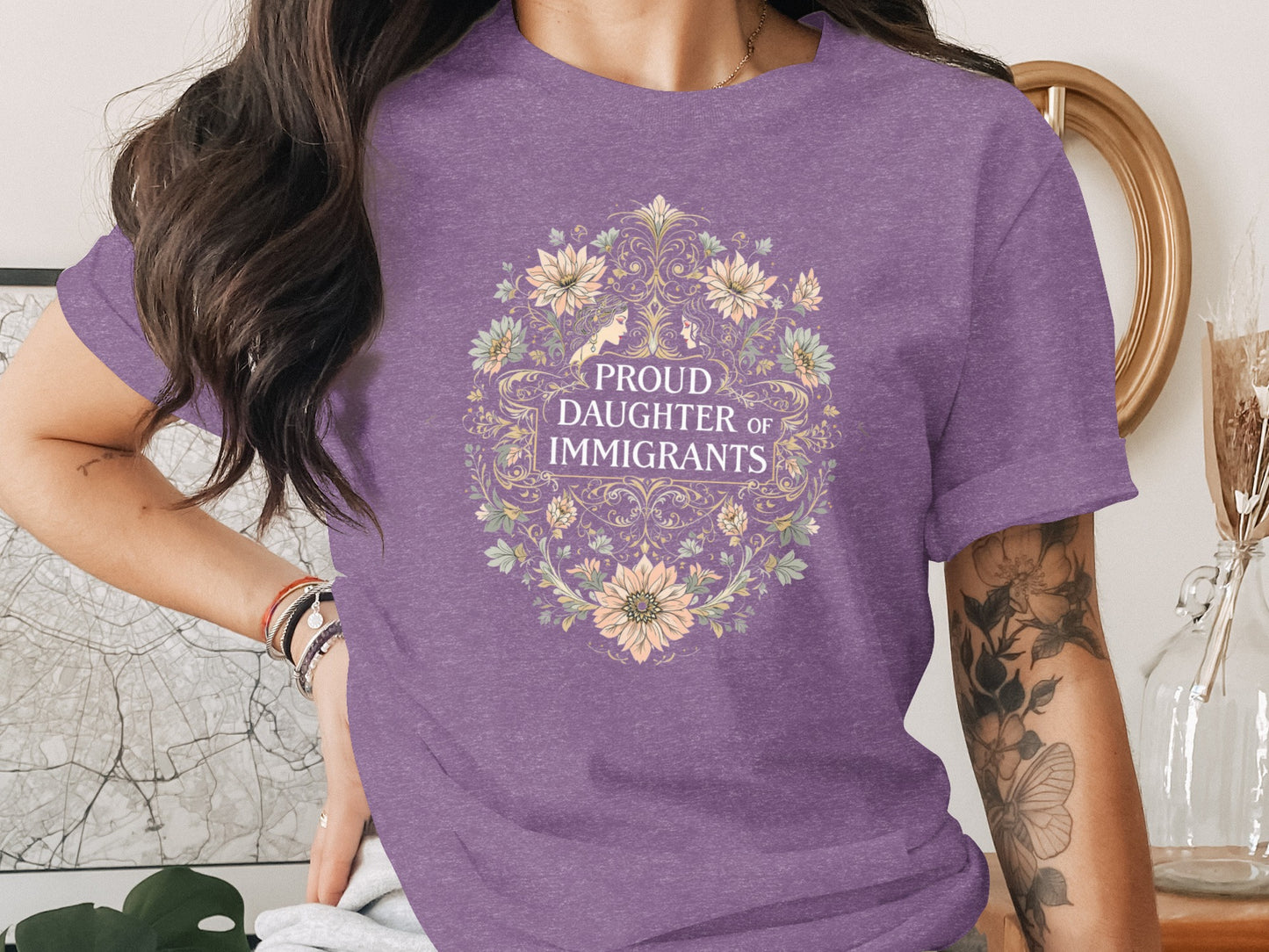 Proud Daughter of Immigrants Flower Graphic Shirt