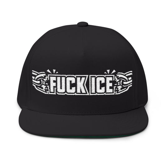 FUCK ICE Statement Snapback Hat With Bold Embroidery
