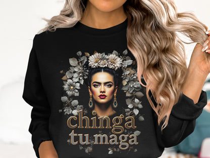 Chinga Tu Maga Artistic Floral Graphic Sweatshirt