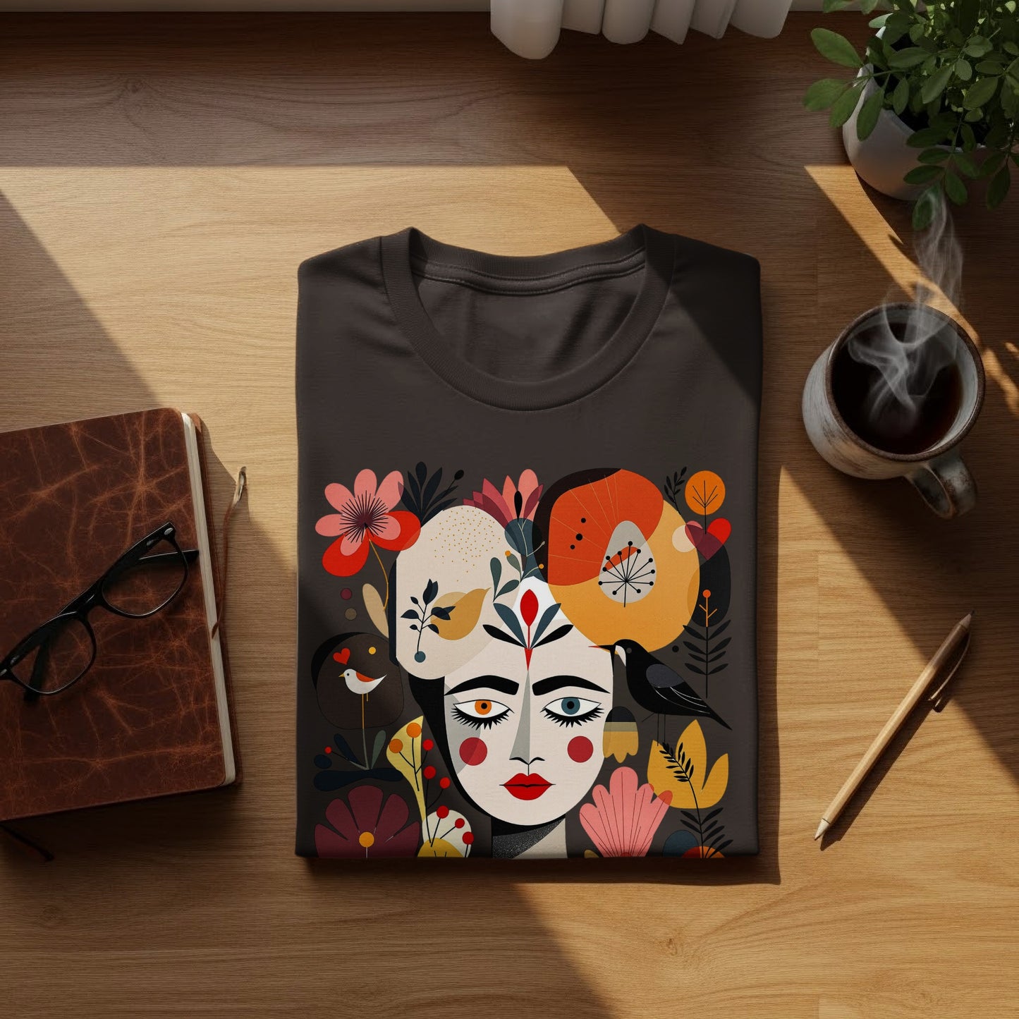 Artistic Face Floral Bird Design Colorful product type