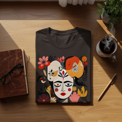 Artistic Face Floral Bird Design Colorful product type